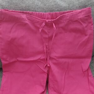 Bright Pink Drawstring Scrub Pants